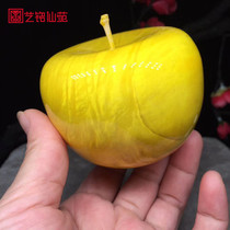 Golden Silk Nanmu Apple Free Lettering Solid Wood Fruit Pendulum Piece Handicraft Large Leaf Golden Silk Nanwater Ripple Gift