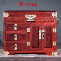 Zambia blood sandalwood carvings for hundreds of years Good Jewelry Containing Boxes Chinese Solid Wood Mirror Boxes Wedding Dowry Jewellery