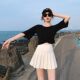 Black pleated skirt for women spring and autumn 2024 new small jk short skirt gray high waist a line summer skirt