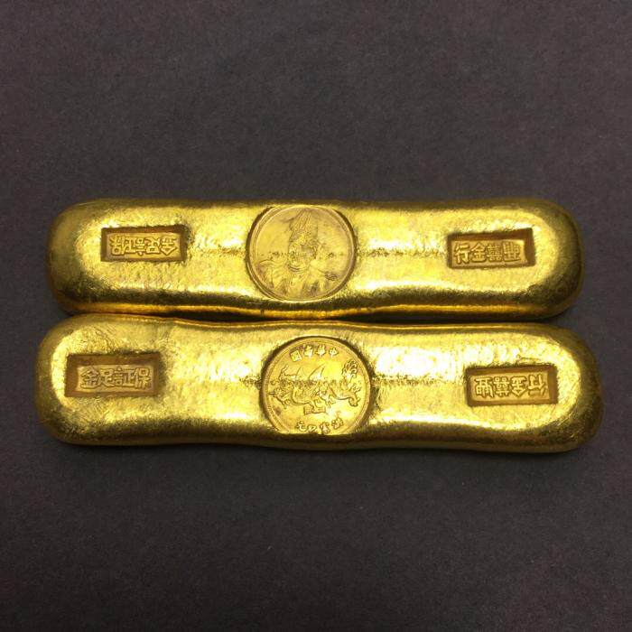 Simulation of pure copper feet red gold ingot ornaments antique solid Yuan Datou gold ingot to attract wealth and wealth decorative gift gold bars