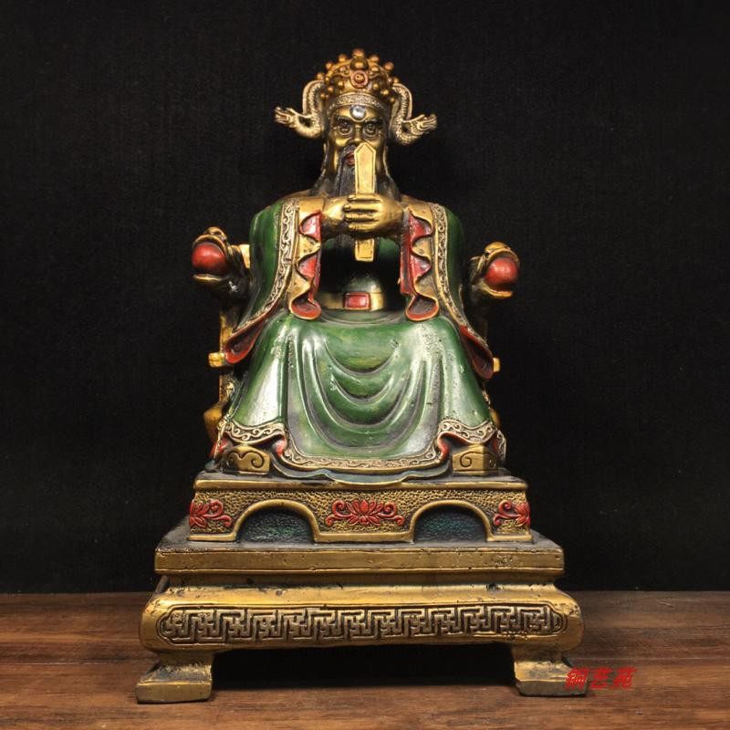 Pure copper painted auspicious dragon king Wutai mountain dragon five god statue Guangji dragon king bodhisattva Buddha ornaments antique
