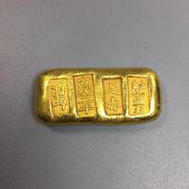Antique antique collection Two years of Xuantong Zuchi gold bar gold ingot gold ingot gold cake Antique small yellow fish gold ingot 28