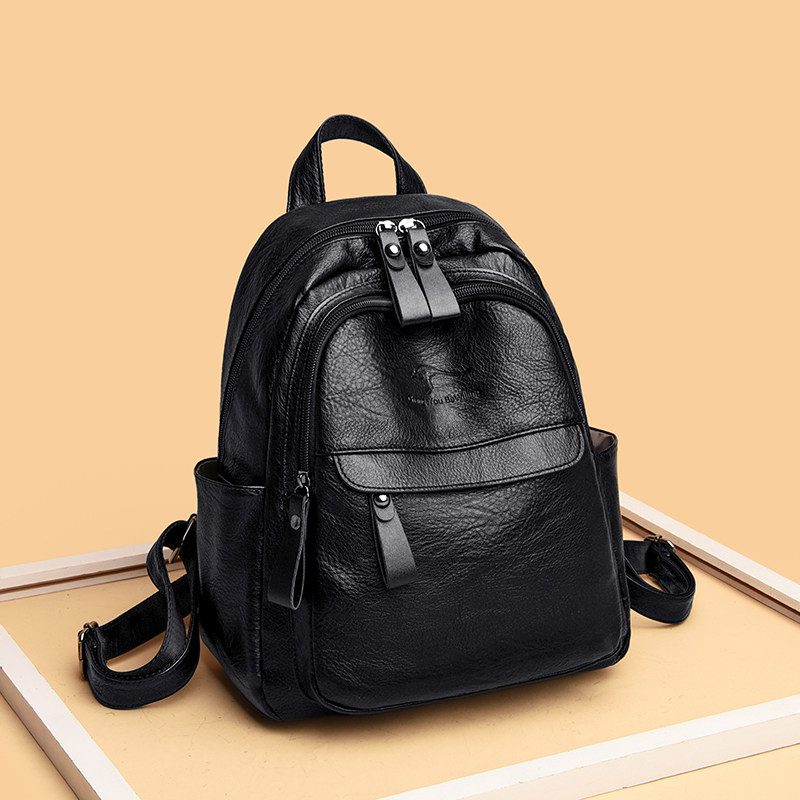 Women's Backpack 2024 New Trendy Korean Style Versatile Fashionable Soft Leather Women's Backpack Internet Celebrity Travel Bag Women's Small Bag