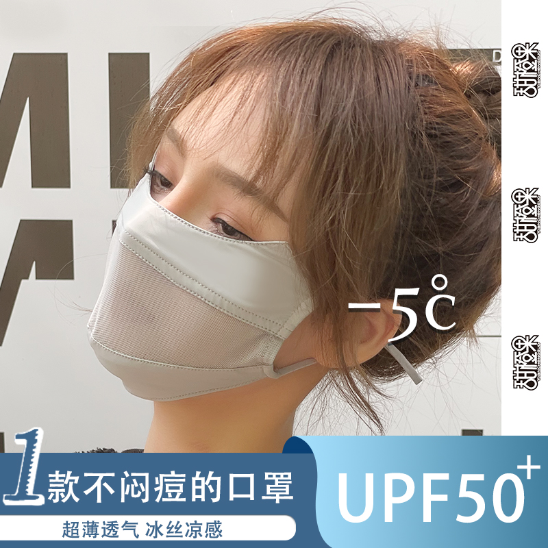 Breathable sunscreen Anti-UV Female Summer Thin Icing cooling Full face mouth mask Protective Eye Corner Mesh Veil