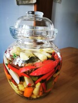  Glass Sichuan kimchi old jar thickened 3 kg pressed vegetable stone inner lid small mini Japanese transparent sauerkraut marinated