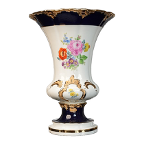 (Self-operated) German MEISSEN Meissen porcelain B-Form royal blue naturalistic painted gold vase