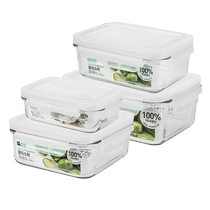 (Self-operated) Glasslock Korean tempered glass refrigerator storage crisper heat-resistant lunch box multi-piece set