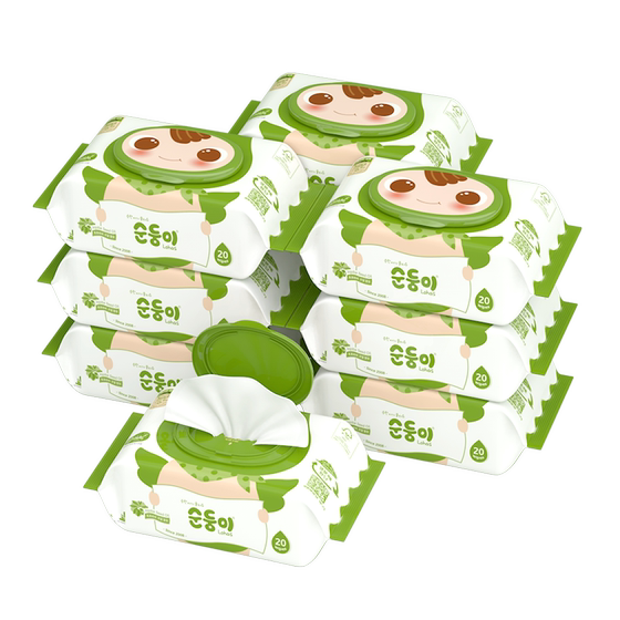 
[Self-operated] Shunshun'er imported baby wipes for Korean special hand and mouth small bags of wet tissues 20 pieces 10 packs