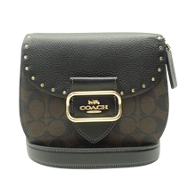 Middle 95 New Colucci COACH Morgan old flower black gold rivet coated canted santed satchel