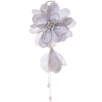 (Self-operated) she’s Qianzi light luxury original romantic tulle flower single-sided tassel ear hook non-pierced earrings