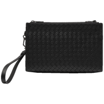 Bottega Veneta mens business casual woven cow leather zipper clutch bag handbag