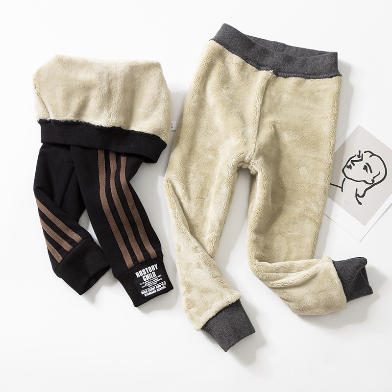 Girls underwear wear double layer plus velvet padded pants 2019 new winter boys warm trousers sports style