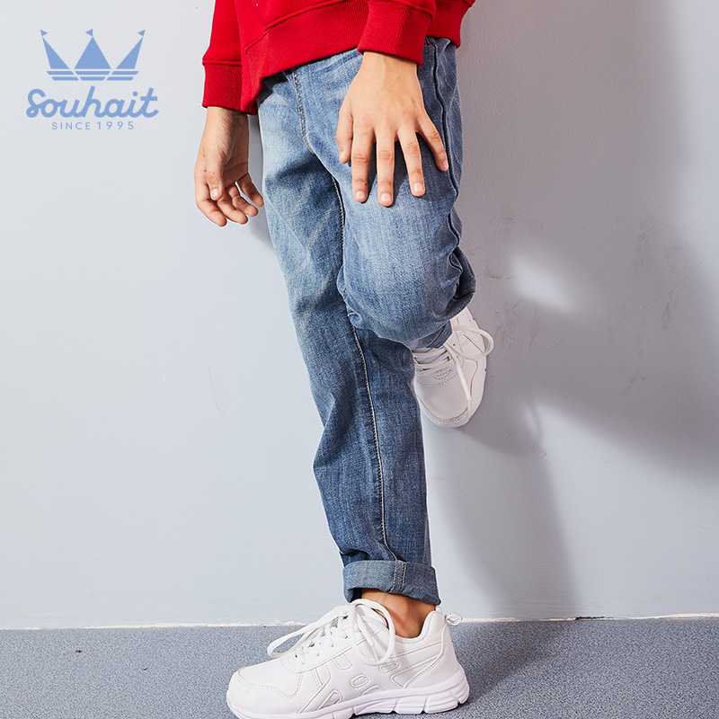 Boy Jeans nước 2019 mùa xuân và mùa thu mới vừa cỡ cho trẻ em dài quần Air yoknoo Boy Tide Thin.