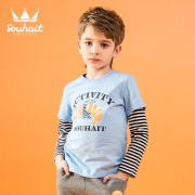 Nước suối Child / Fall 2019 cậu bé lớn và cũ T-shirt boy vòng cổ dành cho trẻ em mới của loose-fitting dài tay T-shirt.