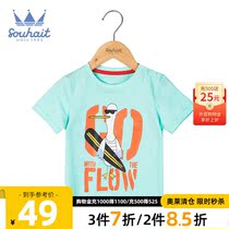 Childrens clothing boys fashion print short sleeve middle child sports round neck shirt casual top summer