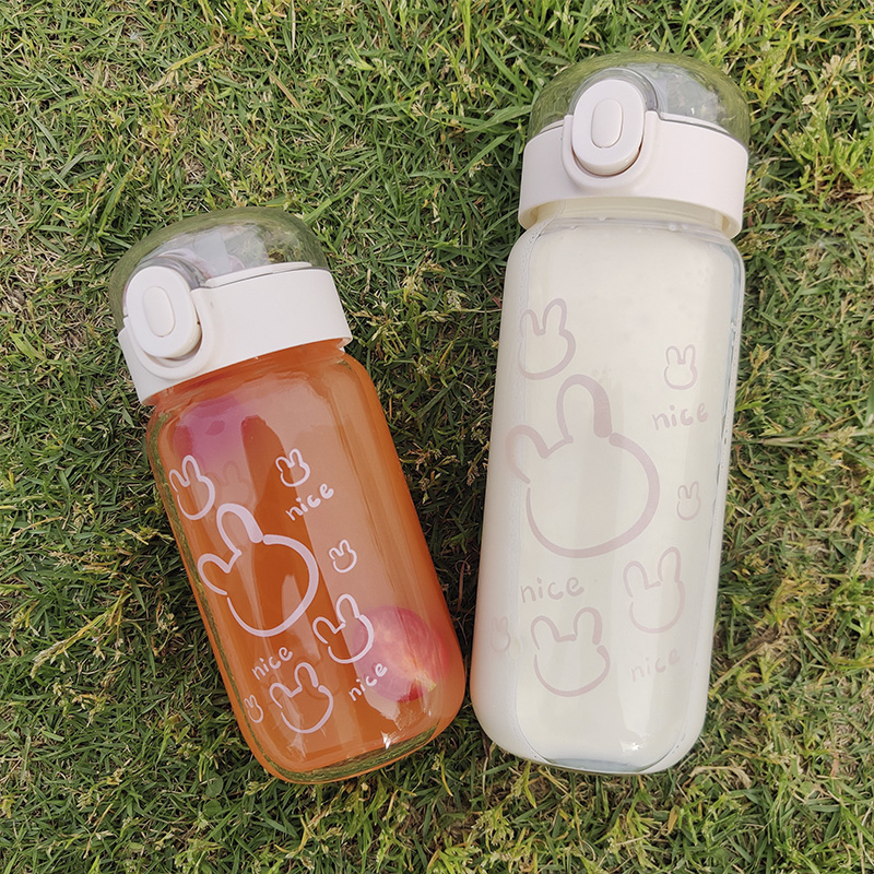 Water Cup female high-value Net red Korean version of suction tube Cup cute student portable Mori simple high temperature glass cup