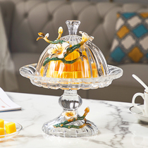 European enamel color storage jar Glass transparent candy jar with lid Snack dried fruit storage jar decorative ornaments