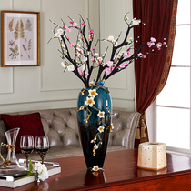 New Chinese enamel large vase decoration Living room entrance Home decoration Hand-painted flower arrangement decoration decoration