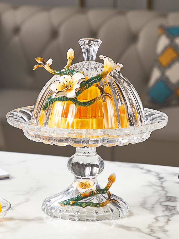 European enamel color storage jar Glass transparent candy jar with lid for snacks and dried fruits Storage jar decorative decoration