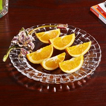 Light luxury enamel color fruit plate Exquisite fruit plate Creative fruit plate Glass platter living room household melon seed snack plate