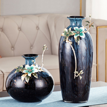 Enamel vase ornaments Creative new Chinese art glass home decoration Living room TV cabinet entrance flower arrangement