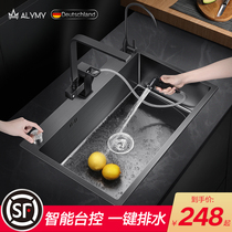 German washbasin single tank kitchen nano sink black washbasin 304 stainless steel washbasin household sink