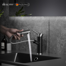 German black pull-out washbasin faucet bathroom household stainless steel basin hot and cold washbasin faucet
