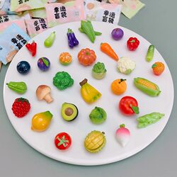 Mini Fruit and Vegetable Blind Bags, Miniature Supermarket Model Ornaments, Durian, Apple, Corn, Cabbage, Dollhouse Accessories