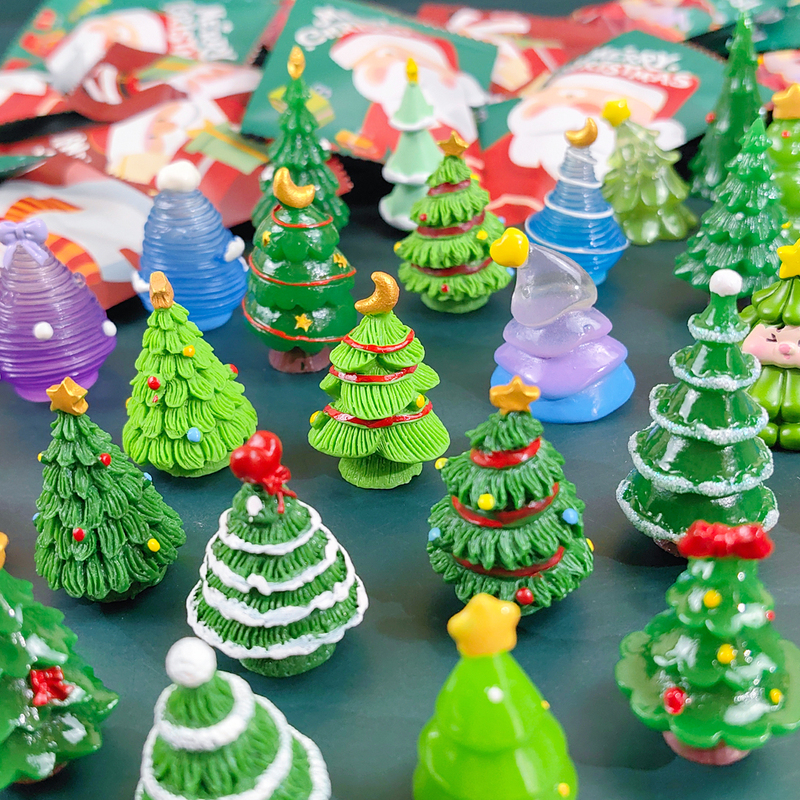 Creative Christmas Tree Blind Bag Micro Landscape Christmas Ornaments Resin Crafts Cute Home Decoration Holiday Small Gifts