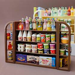 Mini Supermarket Convenience Store Food and Play Simulation 3D Shelf Model Miniature Food and Drink Ornaments, Not Children's Toys