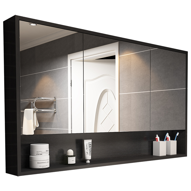 Nordic Solid Wood Bathroom Face Mirror Cabinet Wall Mounted Modern Simple Toilet Anti Fog Mirror Box Bathroom Mirror Cabinet