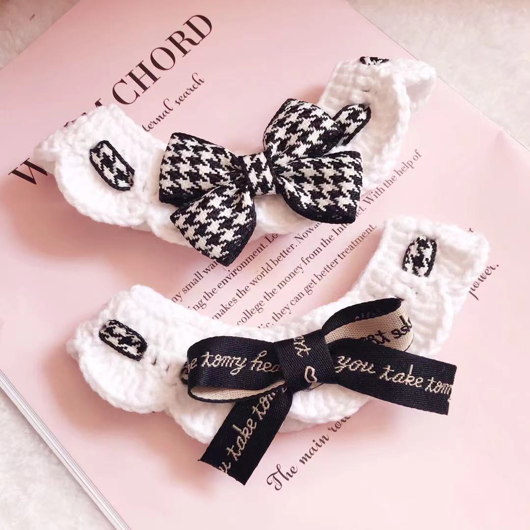Small fragrant wind pet cat Item Circle Woven Kitten Kitten Cat Decorated With Neck butterfly knot Doggie Neck