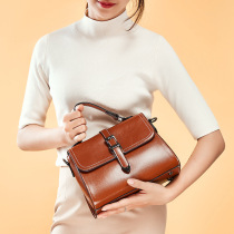  Ji Shizhe bag 2021 new retro light luxury cover small bag oil wax cowhide handbag shoulder bag messenger female