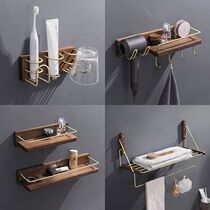 Toothbrush Cup rack toilet towel rack free wall hanging storage rack bathroom solid wood hair dryer