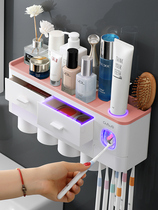 Punch-free automatic squeezer squeezing artifact toilet wall-mounted toothbrush holder set toothpaste household