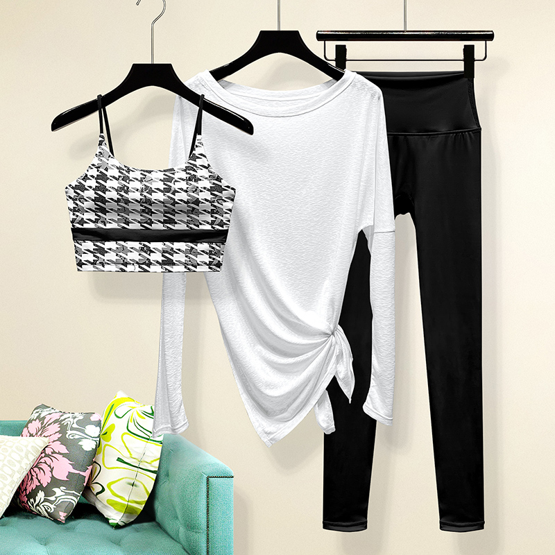 Thousands Birds Grid Harnesses Yoga Suit Women's High-end Professional Fashion Sexy Temperament Sports Speed Dry Little Crowdwear-Taobao