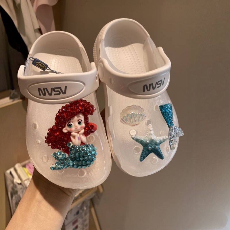 Cute Mermaid Rhinestone Shoe Charms for Kids and Girls, Crocs Shoe Decorations, Ballet Shoe Accessories with a High-End Feel