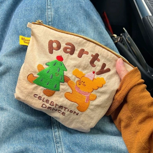 Косметичка, портативная сумка для хранения, нейлоновый вместительный и большой тканевый мешок, с медвежатами, с вышивкой