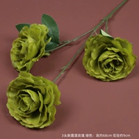 Светлый желтый 3-головый лотос розовый зеленый