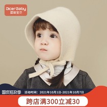 Baby hat autumn and winter Korean version of new foreign style cute girl windproof ear protection baby knitted hat childrens wool hat
