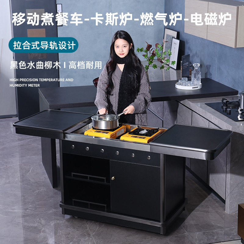 Hotel-Style Movable On-Site Dining Cart, Restaurant Cooking and Heating Cart, Roadside Snack Cart, Hand-Pushed Abalone Cart