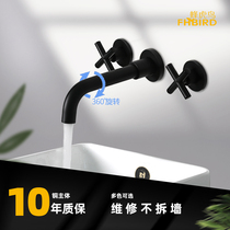 Bee tiger bird bathroom hot and cold water into the wall basin faucet double three-hole sink black faucet