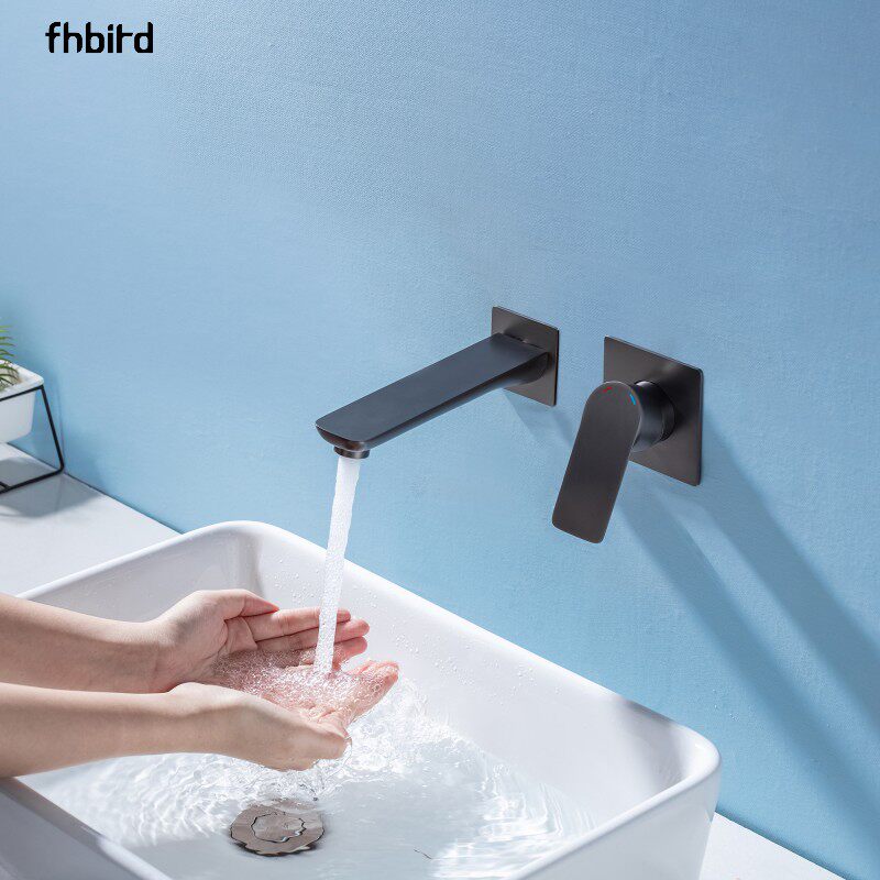 Bird of the minimal mute dark installation tap into the wall wall out the surface basin basin cold and hot tap