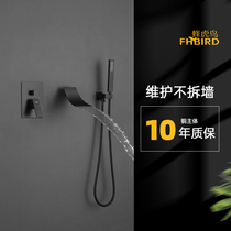 Bee Tiger and Bird essence copper concealed hot and cold bath faucet shower set Embedded wall black waterfall faucet