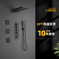 Bee tiger bird black constant temperature concealed buried wall shower Sky curtain type flying rain waterfall massage waist spray shower set