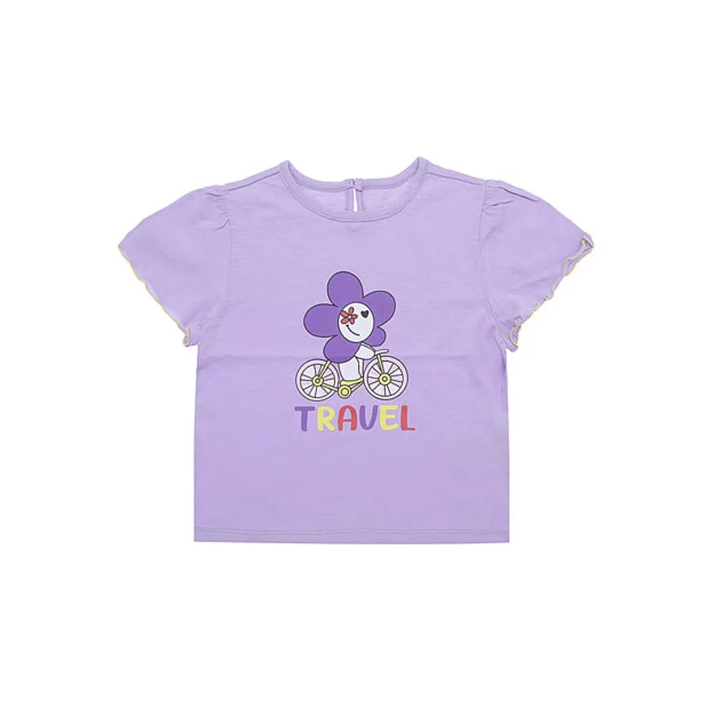 Прямое письмо в Корее [Tiffany] фиолетовая футболка T-крой T32KCT030