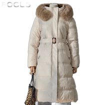 Korean direct mail 4CUS down jacket FW] wool pattern long padded coat (FW3K7JP0392-EL