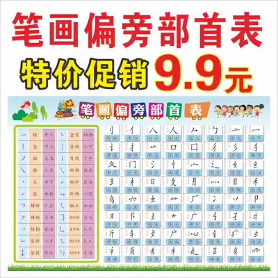 Primary school first grade language commonly used stroke radical radical table Wall Wall sticker Pep textbooks synchronous silent
