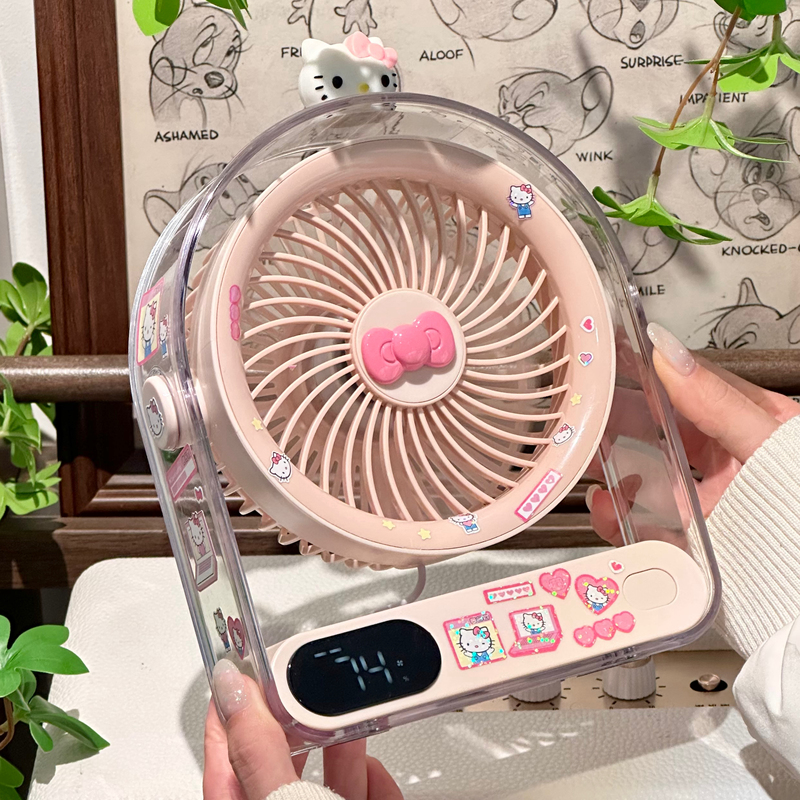 Kt Cat Transparent Desktop Fan Silent Mini Fan Desktop Office Dormitory Table Birthday Gift