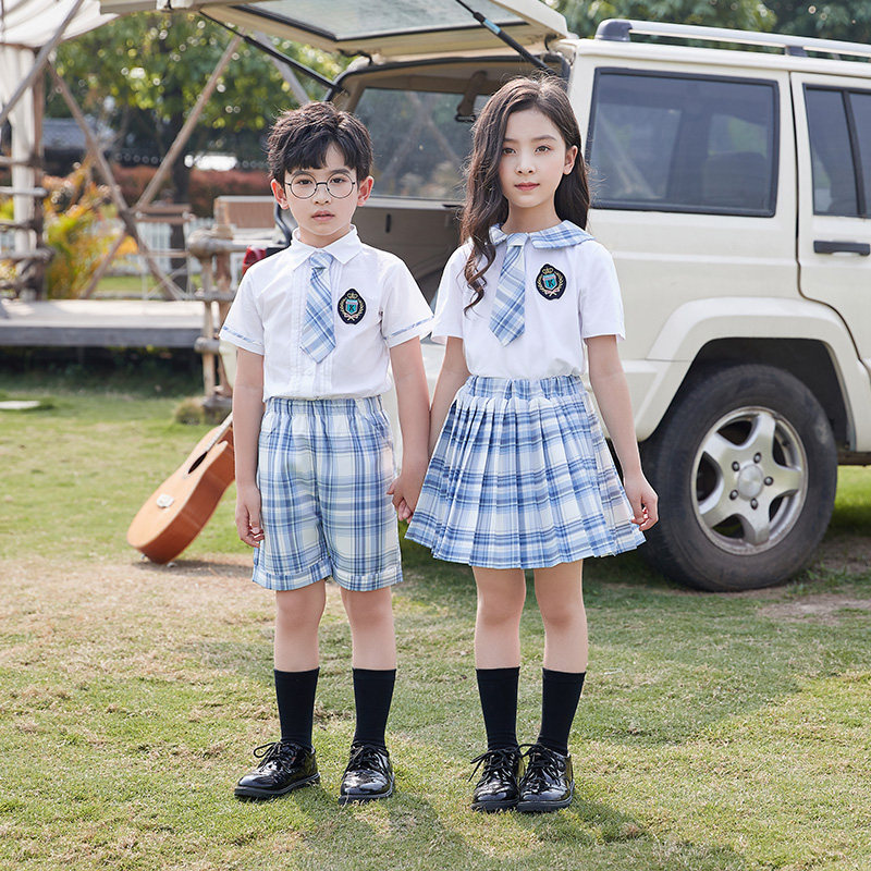 Kindergarten garden uniform summer British style children's graduation photo class uniform suit summer short-sleeved primary school students jk school uniform